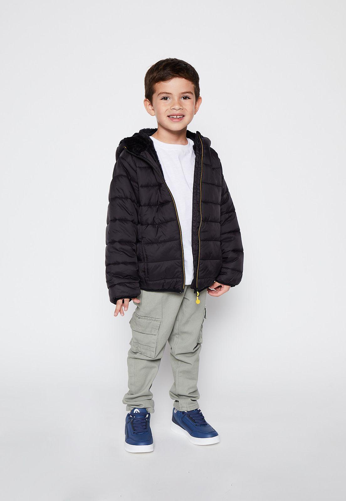 Parka Acolchada Interior Peludo Negro Family Shop-2