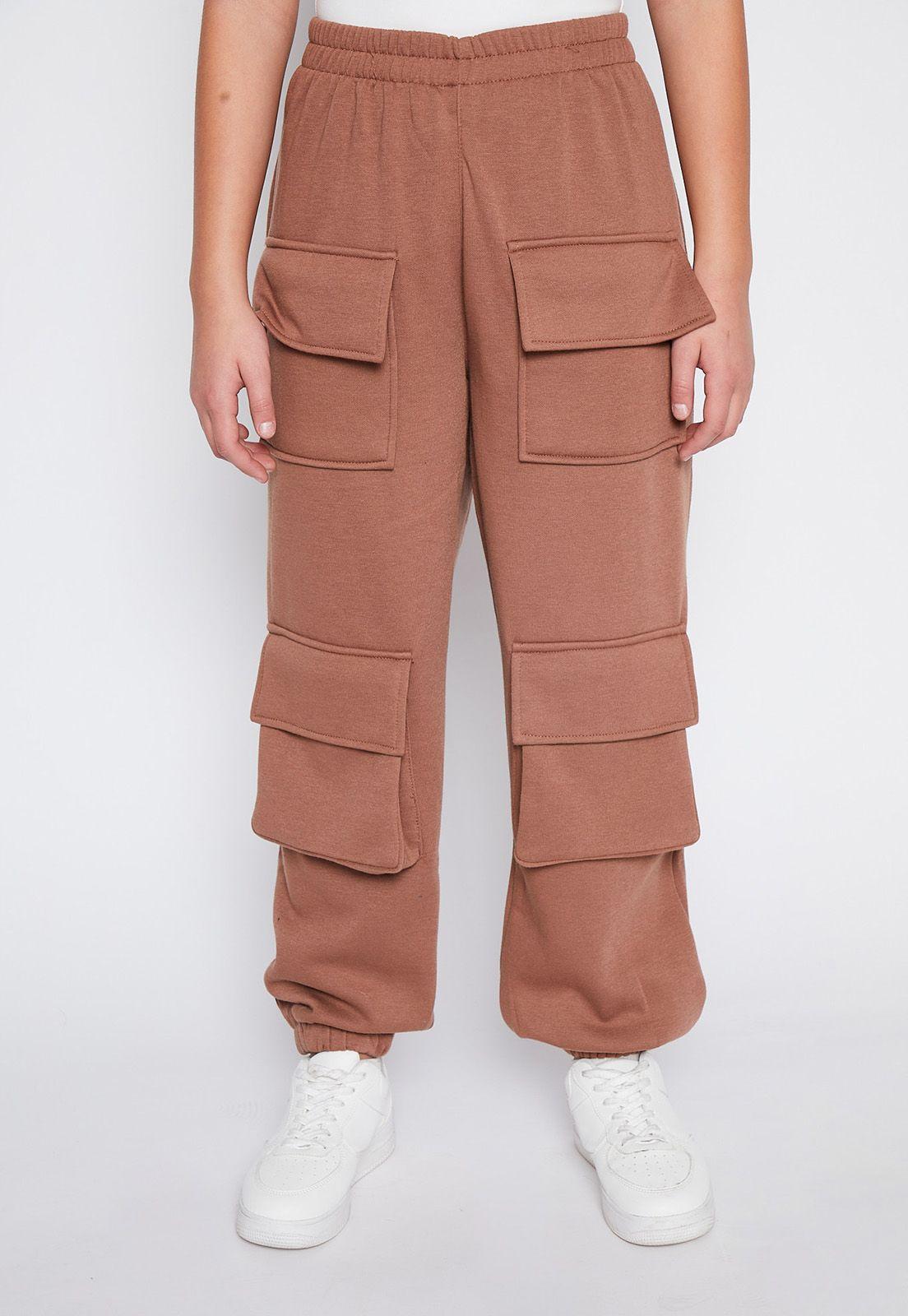 Pantalón Buzo Lola Café Cargo Multibolsillos Family Shop-0