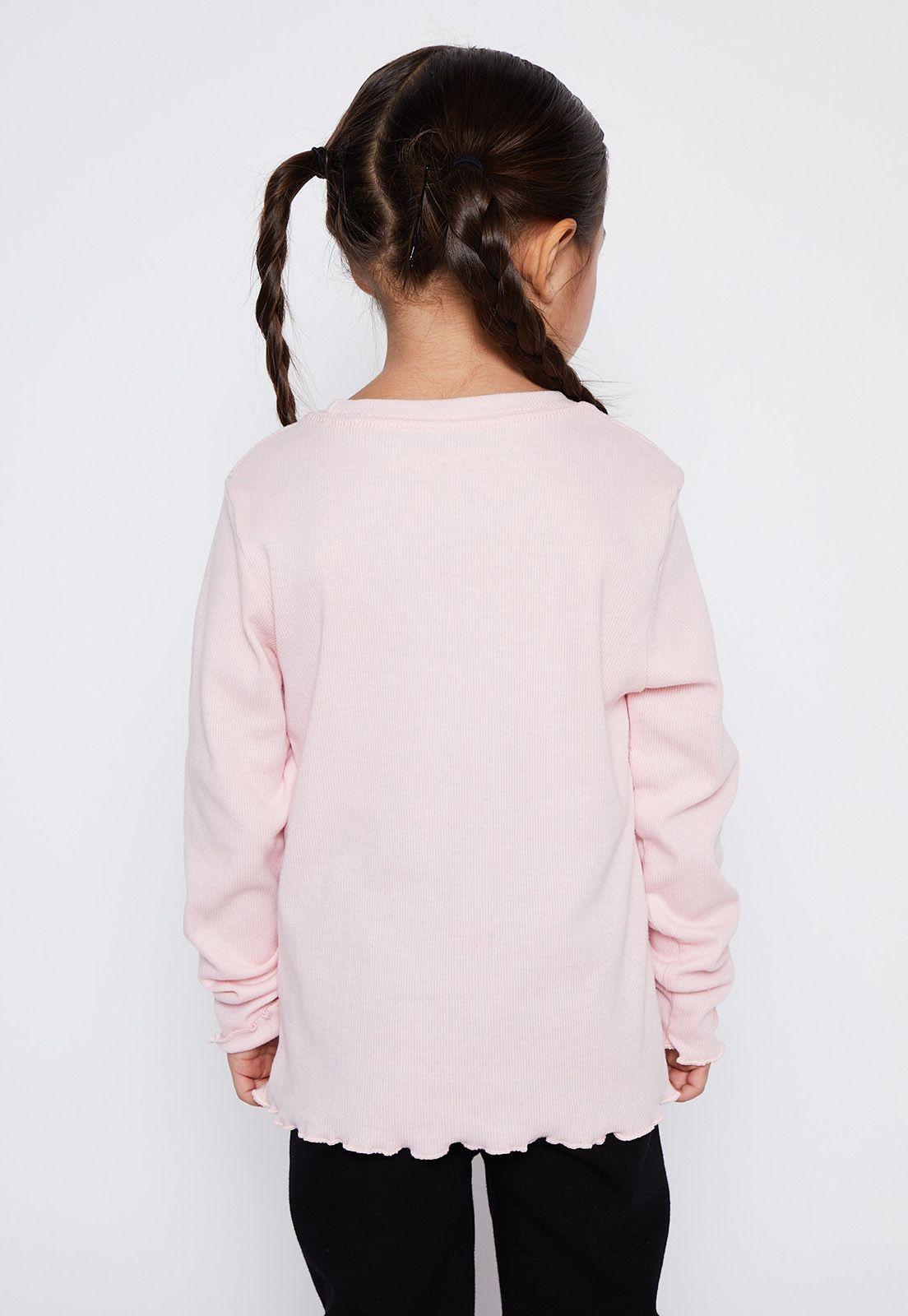 Polera Niña Rosado Rib Bordado Family Shop-1