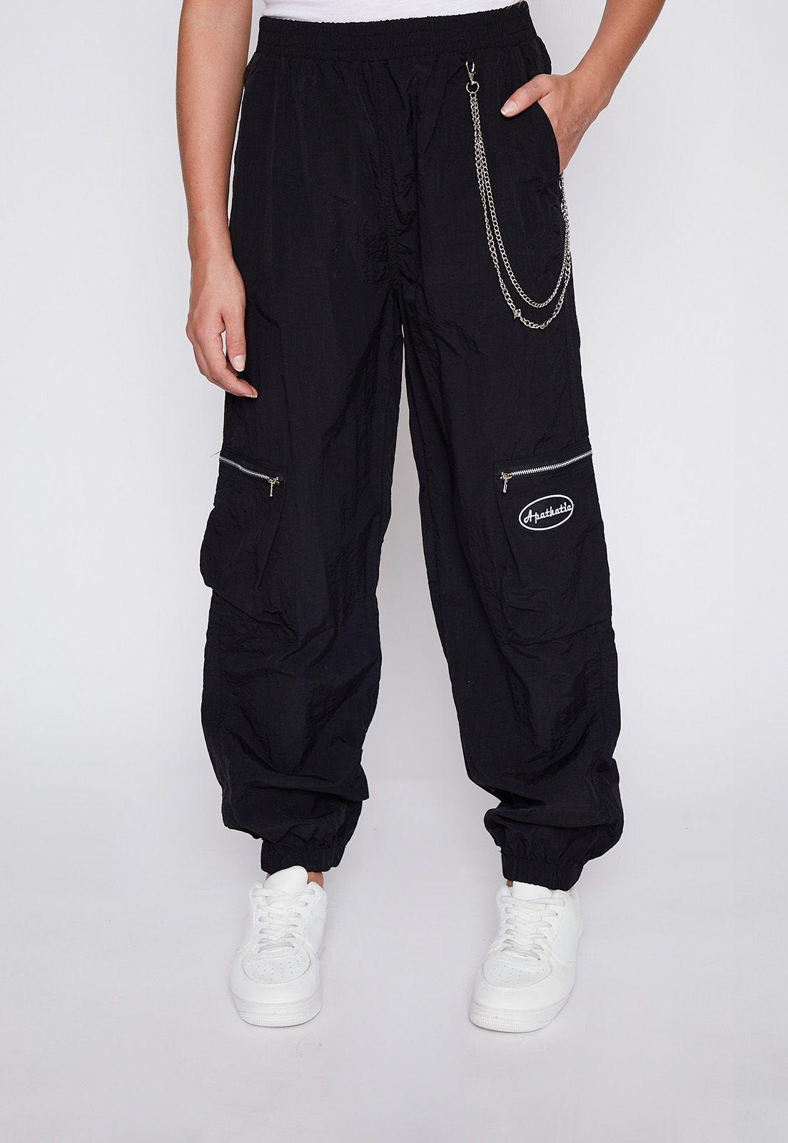 Pantalón Buzo Lola Negro Taslan Cargo Cadena Family Shop-0