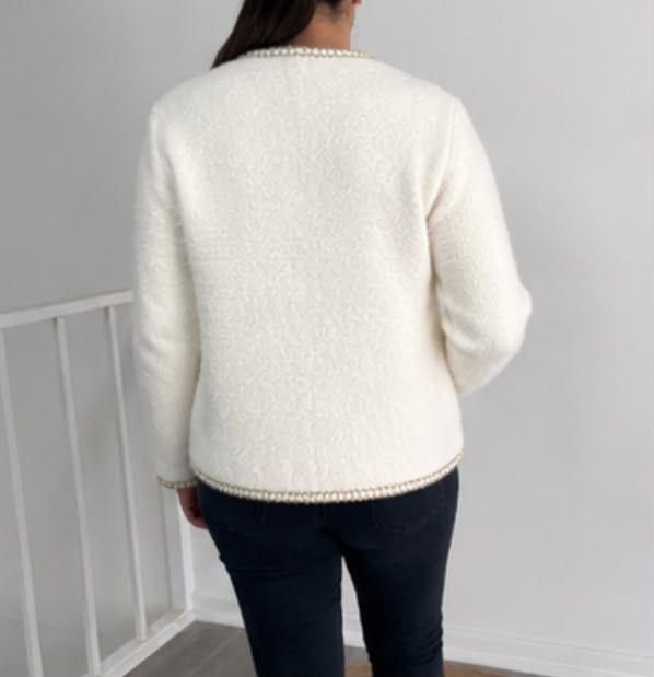 Chaqueta Mujer Estilo Chanel Con Detalle Cadena Blanco y Negro-1