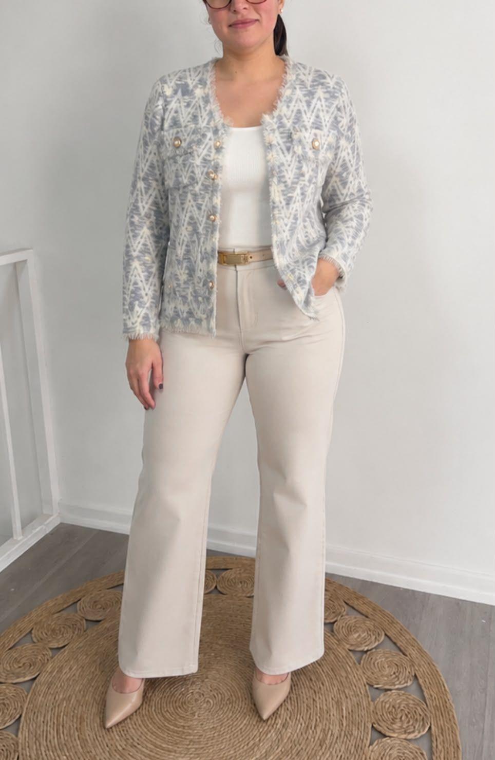 Chaqueta Mujer Estilo Chanel Tweed Multicolor Elegante-0