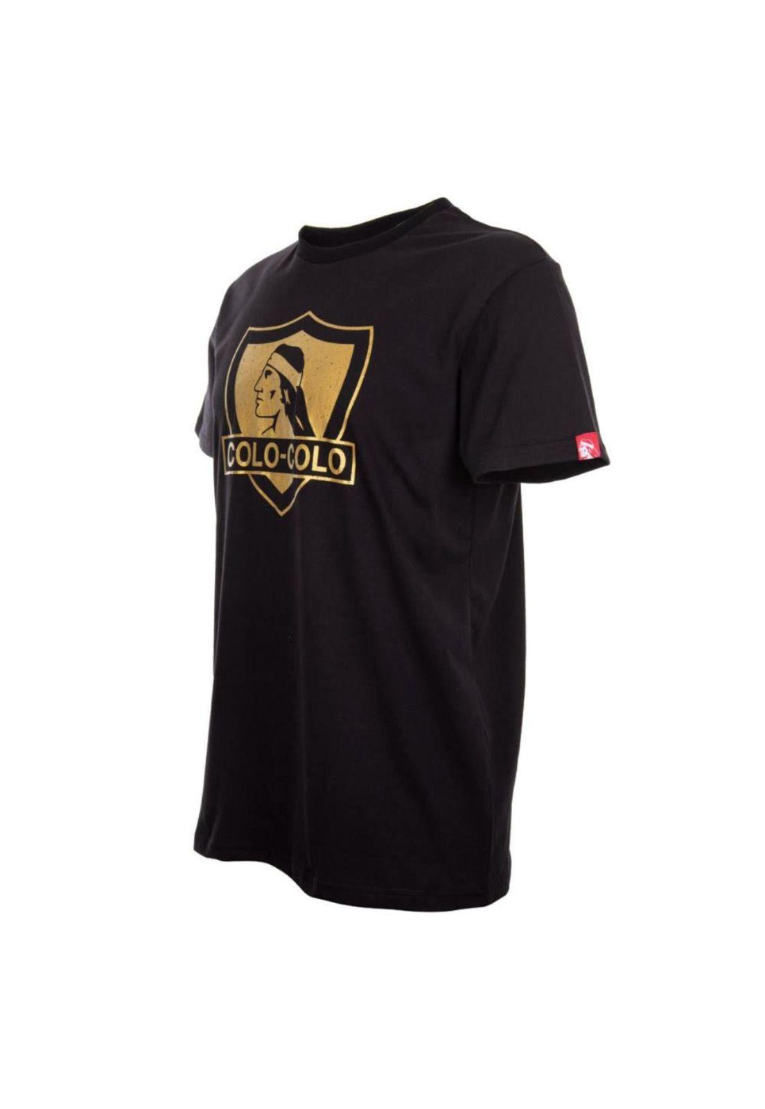 Polera Colo Colo Urbano Negra Escudo Dorado-1