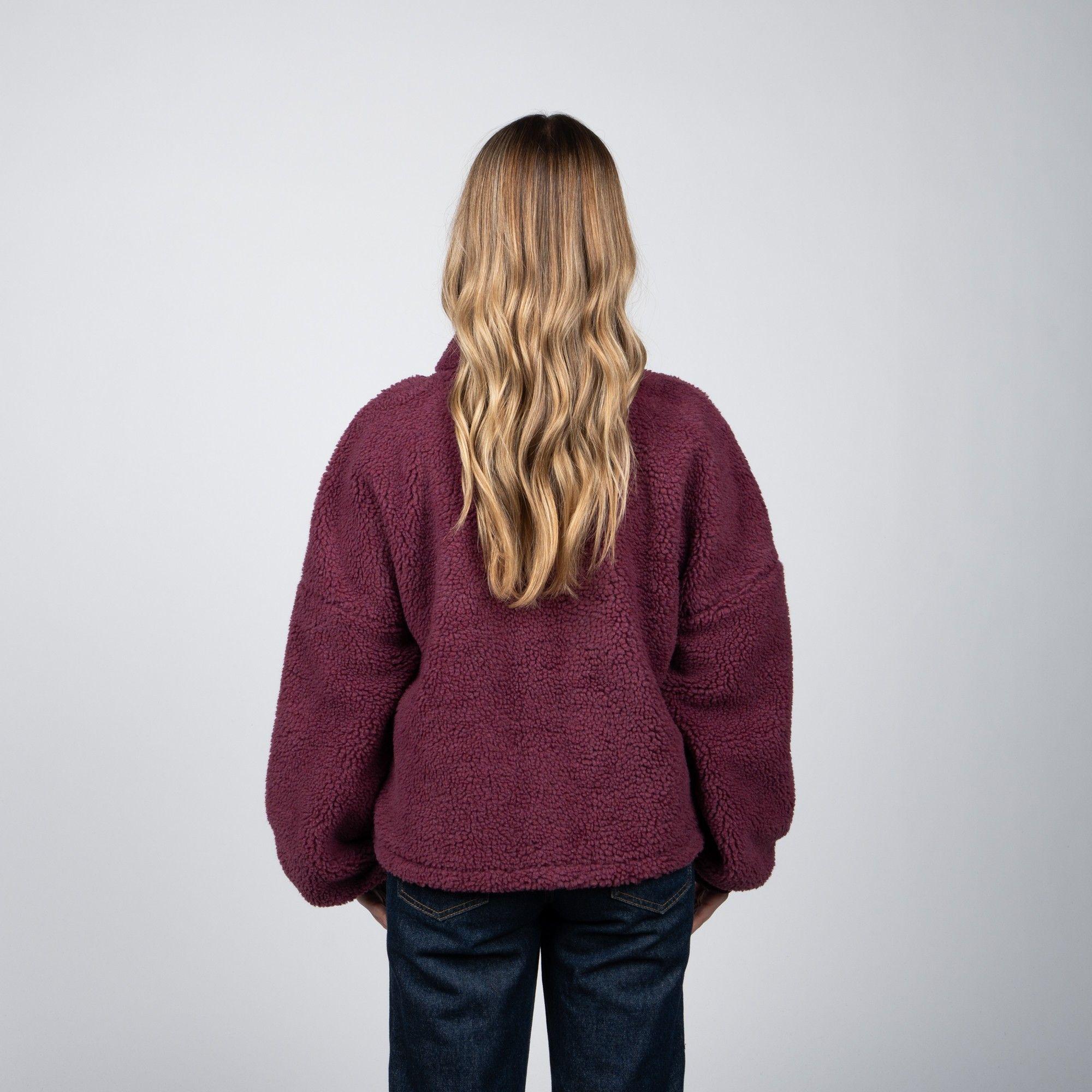 Sherpa Half Zipper Reef Women Dark Pink-1