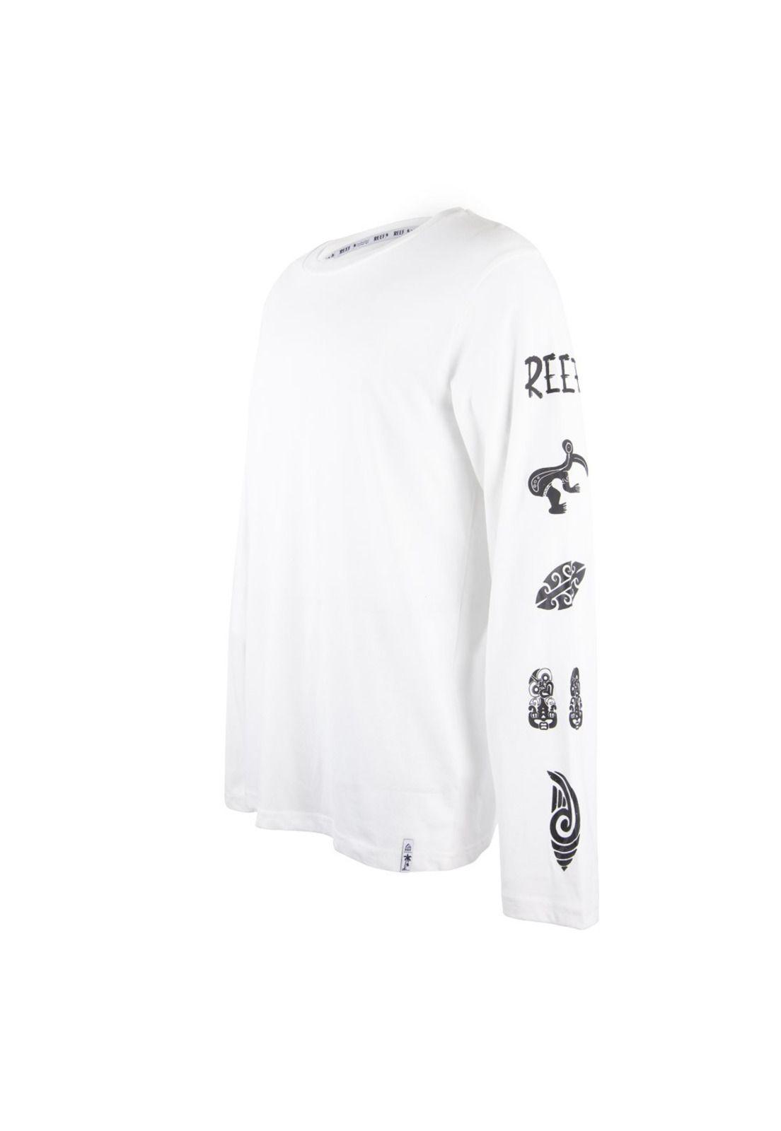 Polera Blanca Manga Larga Estampada Reef-1