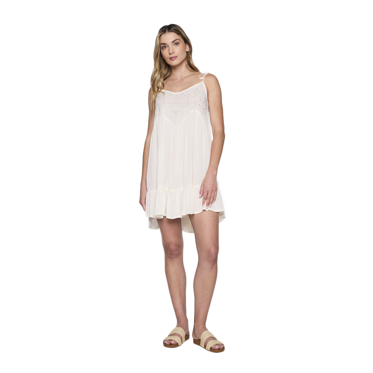 Mini Vestido Reef Women Beige-0