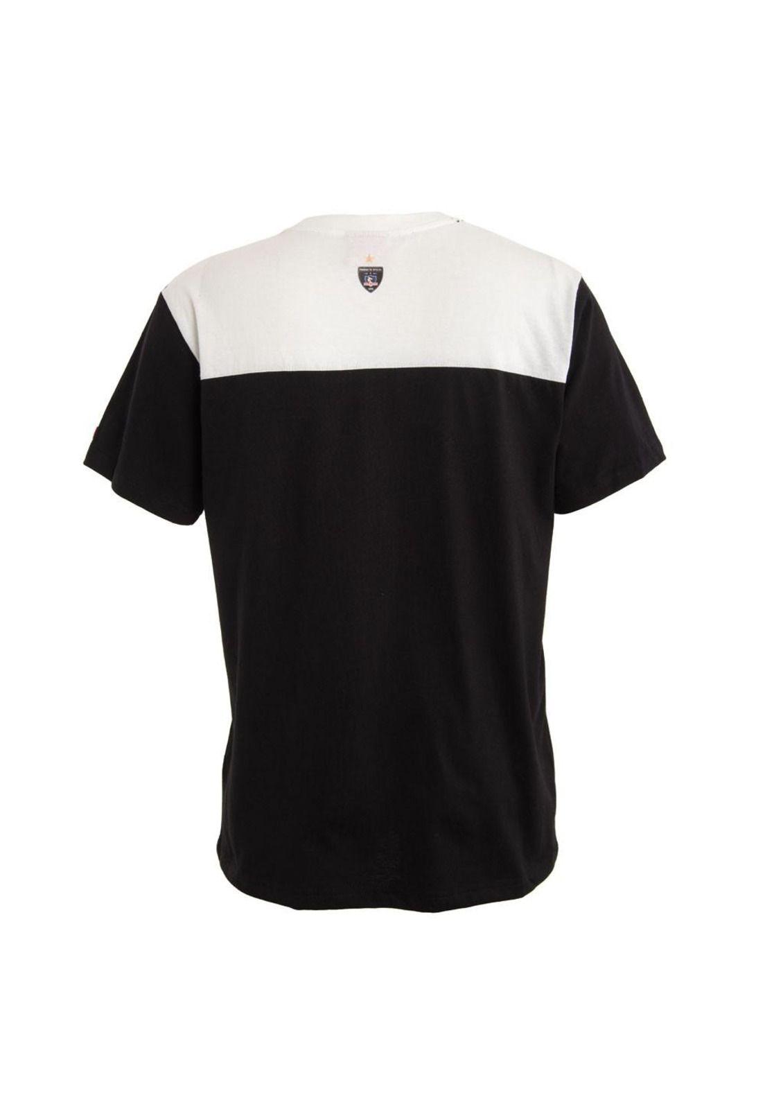 Polera Colo Colo Urbano Blanco y Negro Escudo Front-2