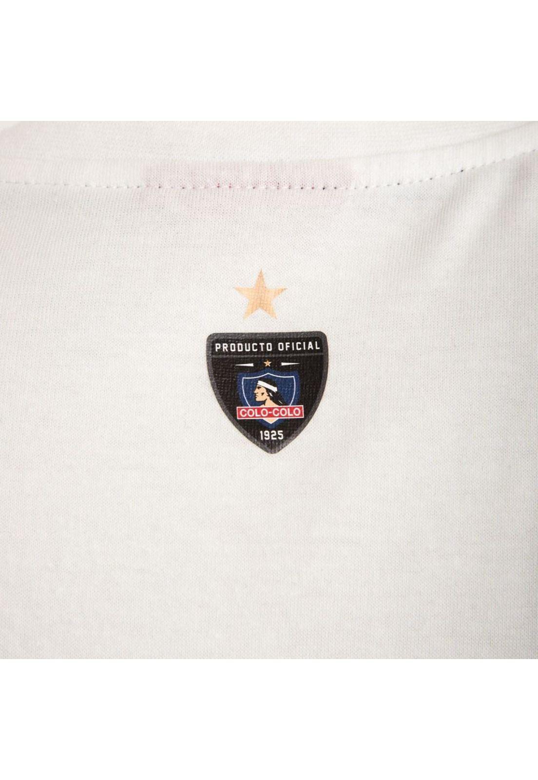 Polera Colo Colo Urbano Blanco y Negro Escudo Front-3