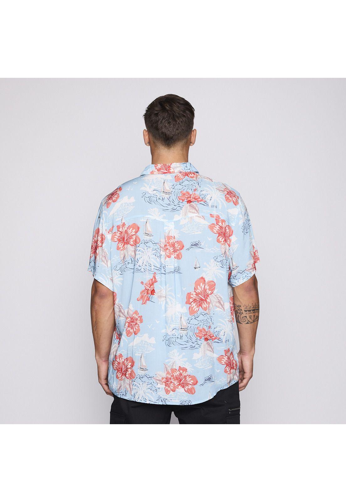 Camisa Reef Men Floreada Celeste-2