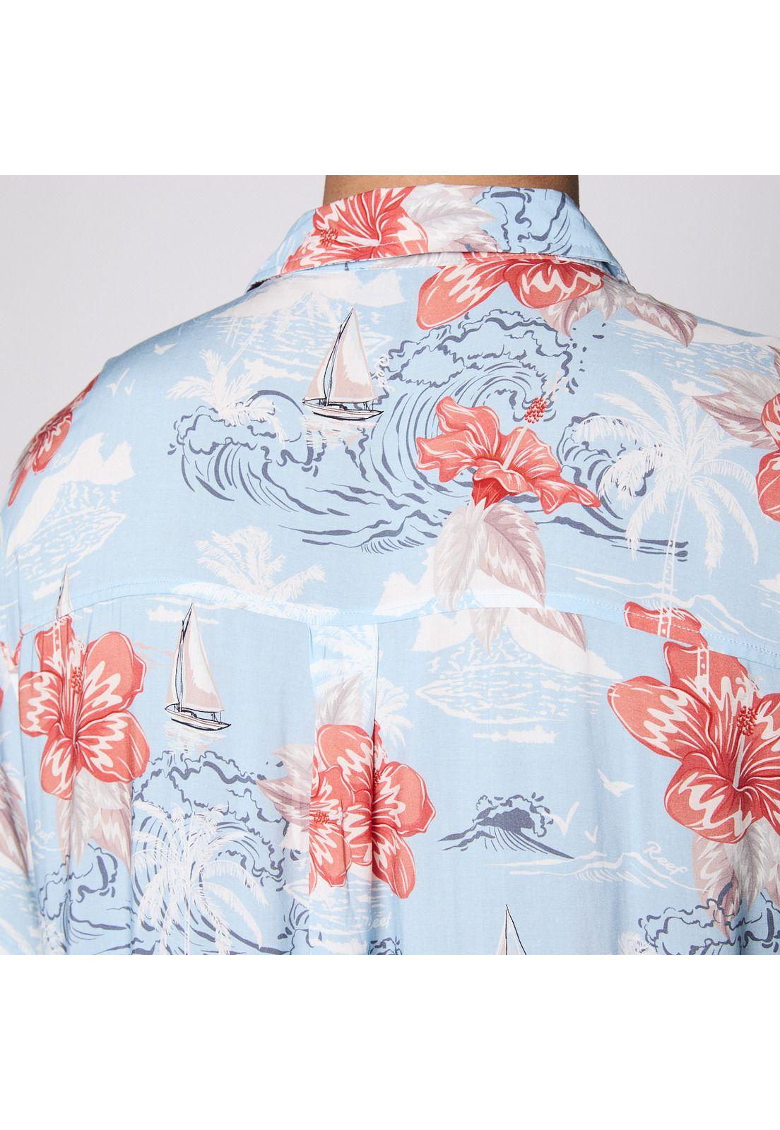 Camisa Reef Men Floreada Celeste-6