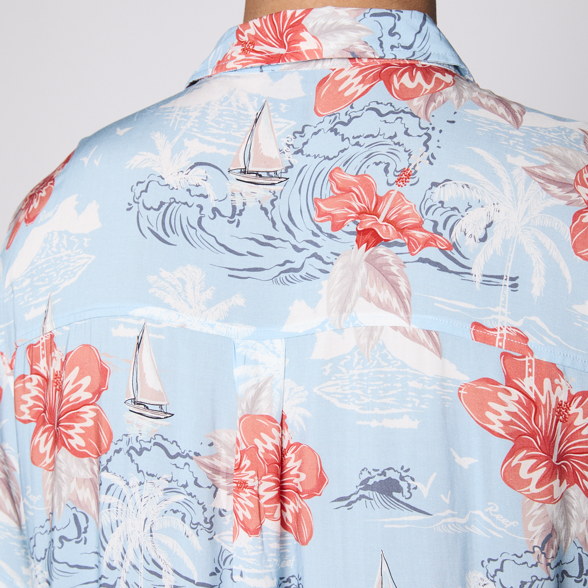 Camisa Reef Men Floreada Celeste-6