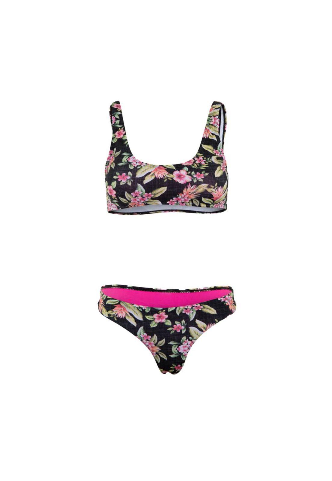 Bikini Fit In Black Floral-0