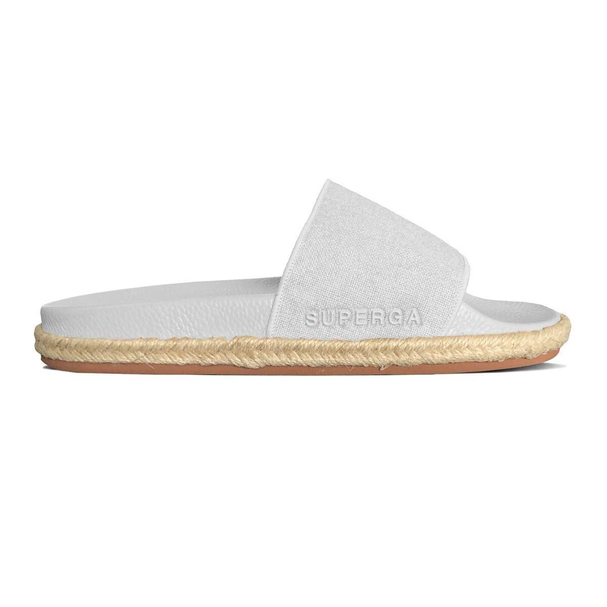 Sandalia 1908 Slides Organic Canvas Rope White Superga-0