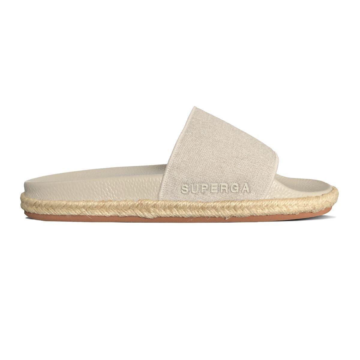 Sandalia 1908 Slides Organic Canvas Rope White Superga-2