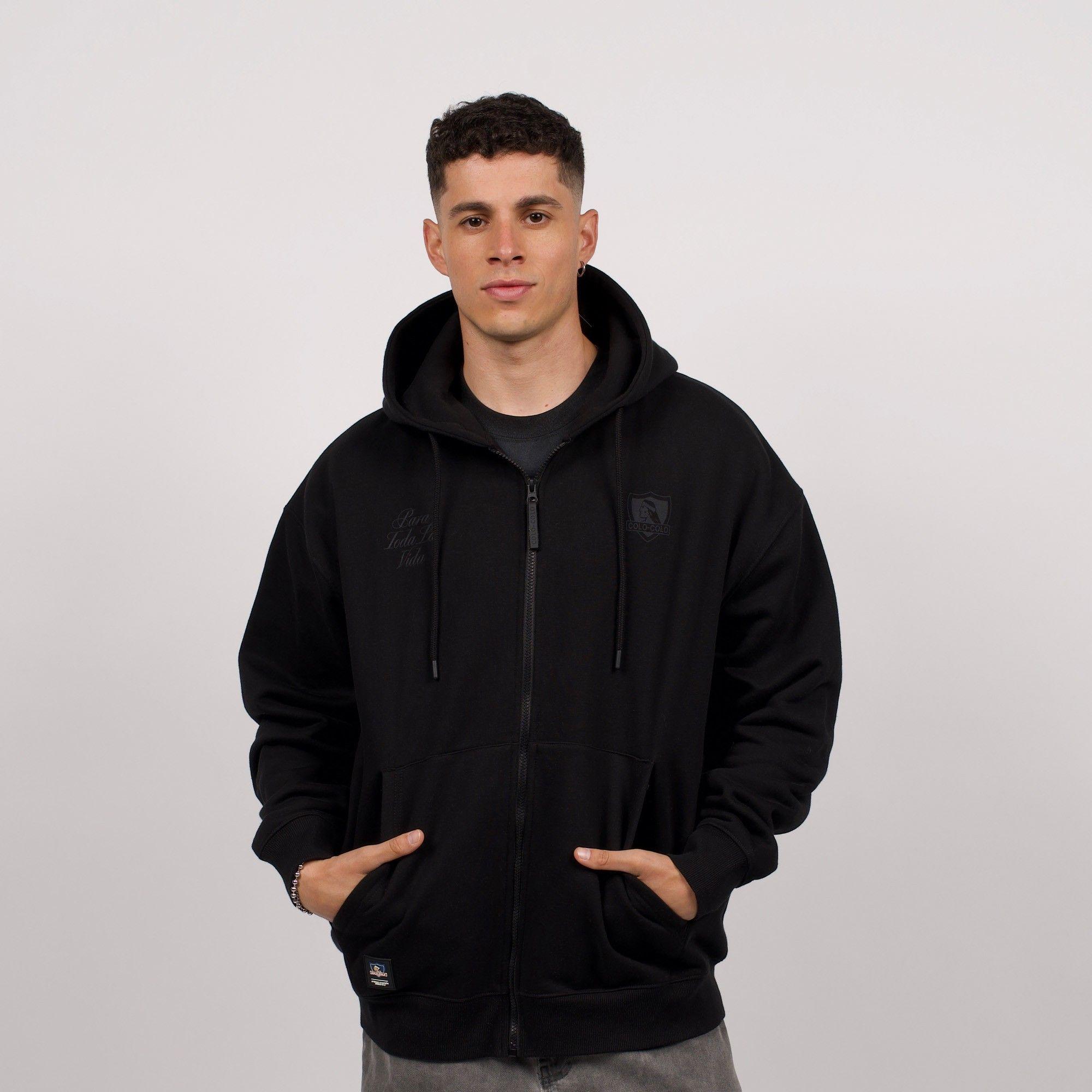 Polerón Colo-Colo Urbano Full Zipper Negro Logo Grande-0