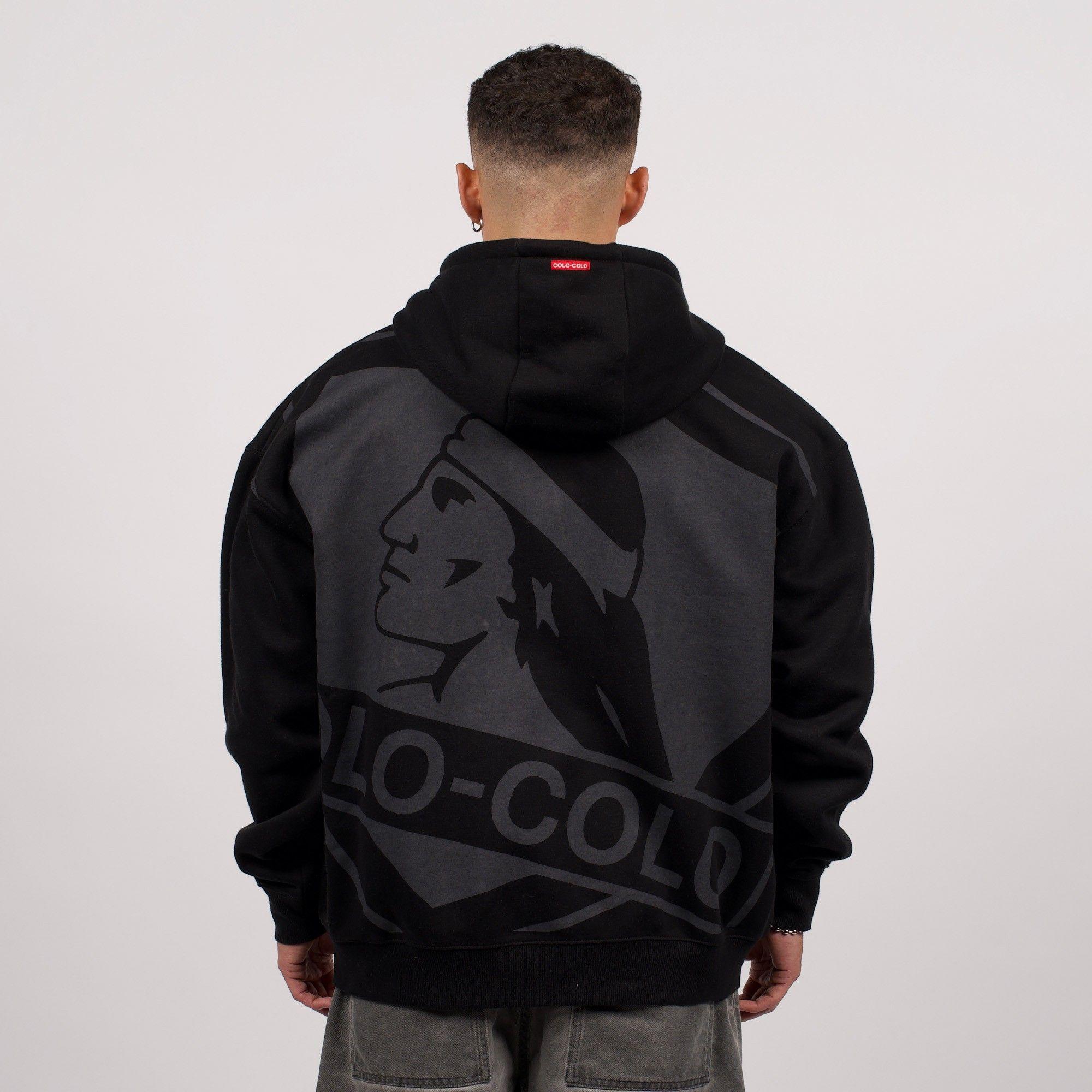 Polerón Colo-Colo Urbano Full Zipper Negro Logo Grande-1