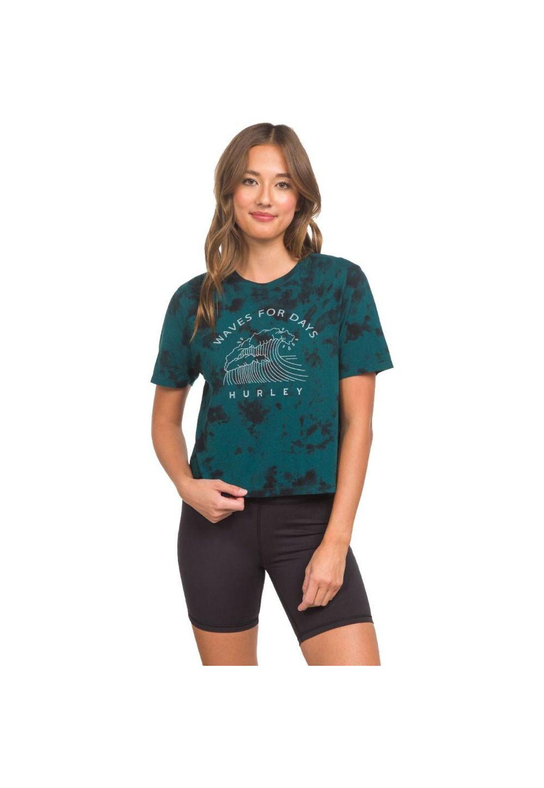 Polera Crown Tiedye Crop Deepteal Tie Hurley-0