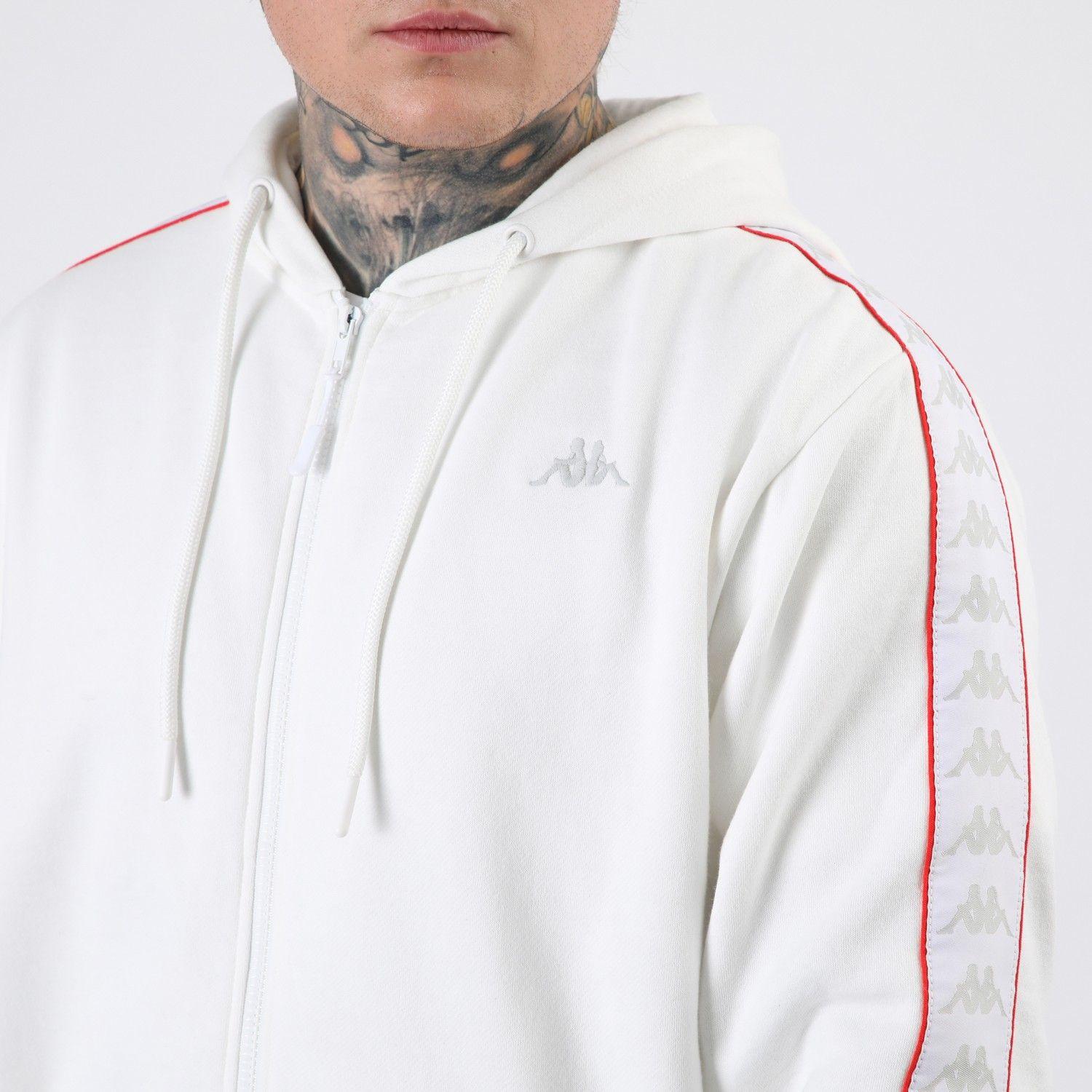 Polerón Kappa Men Full Zipper White Banda White Red-0