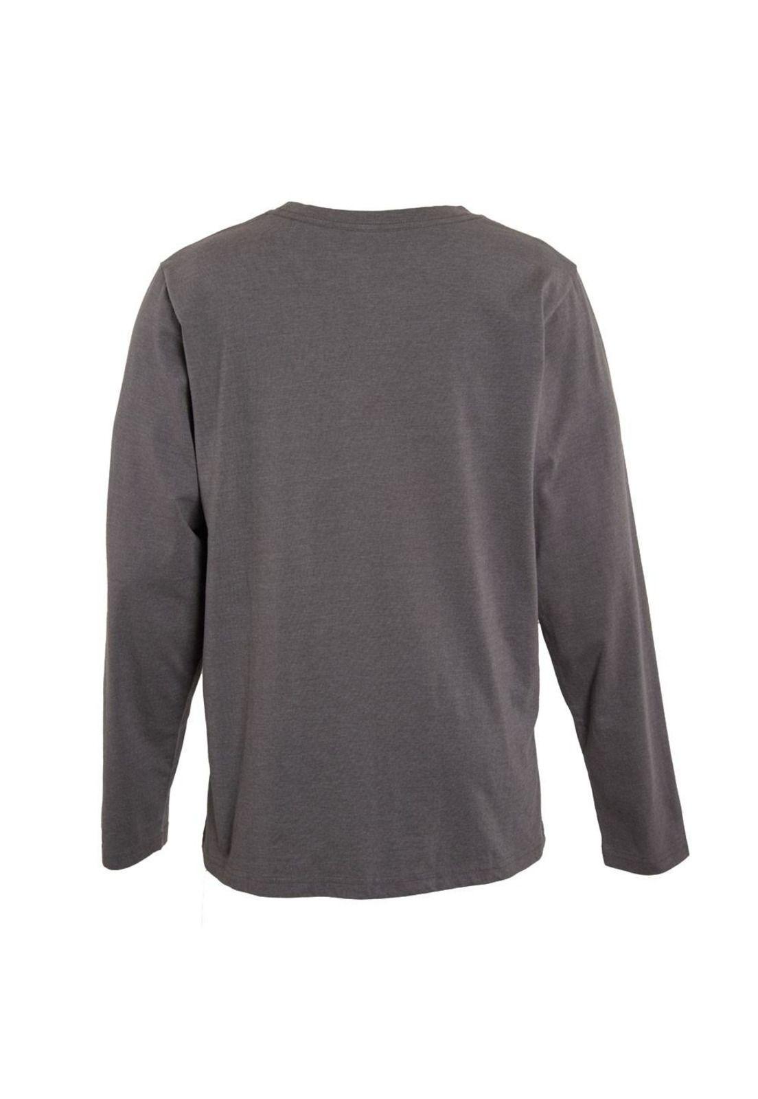 Polera Men Long Sleeve Black Logo White-2