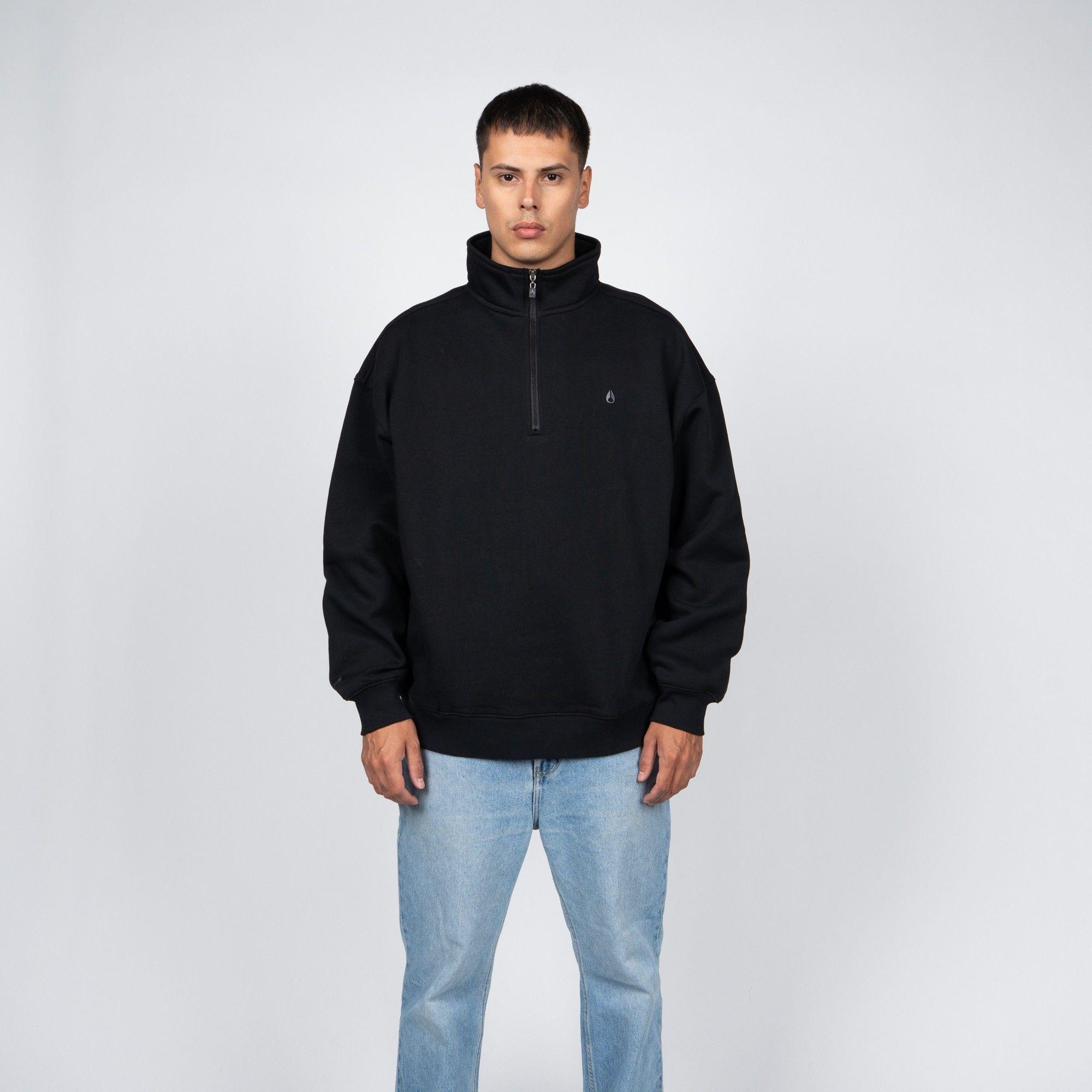 Polerón Half Zipper Nixon Men Tiny Logo Black-0