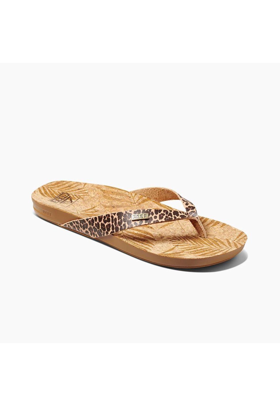 Sandalia Cushion Pu Court Women Brown Print Reef-0