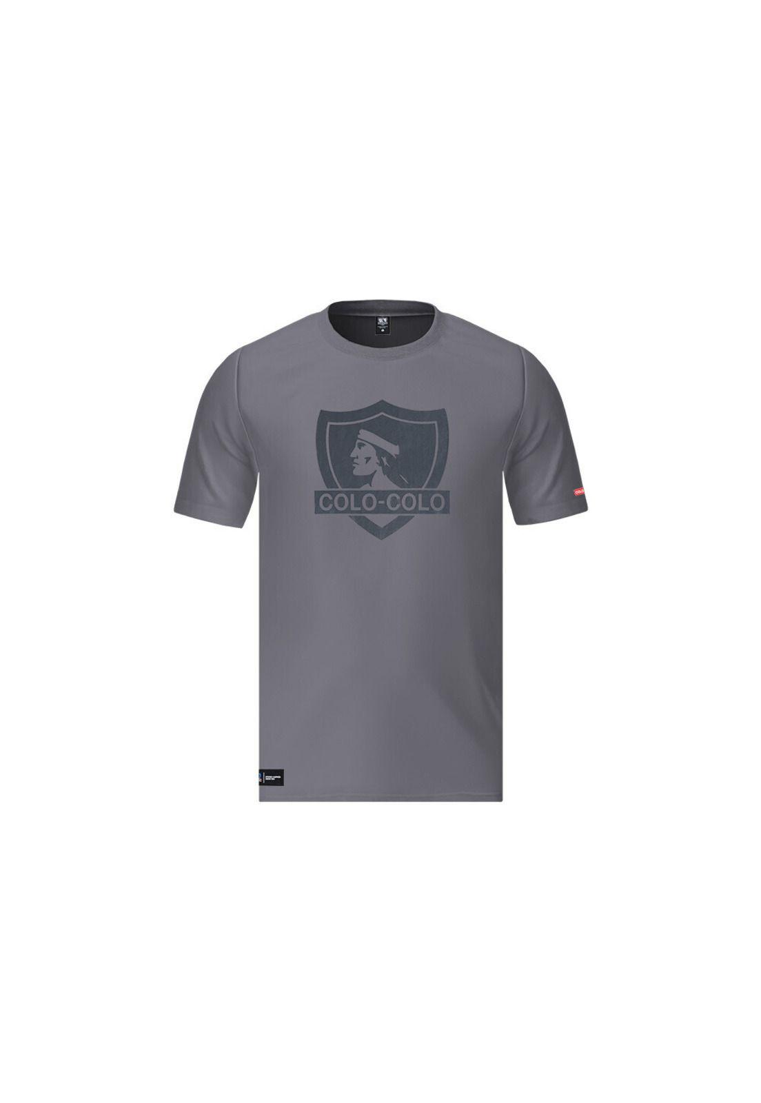 Polera Colo Colo Urbano Hombre Gris Escudo Negro-0