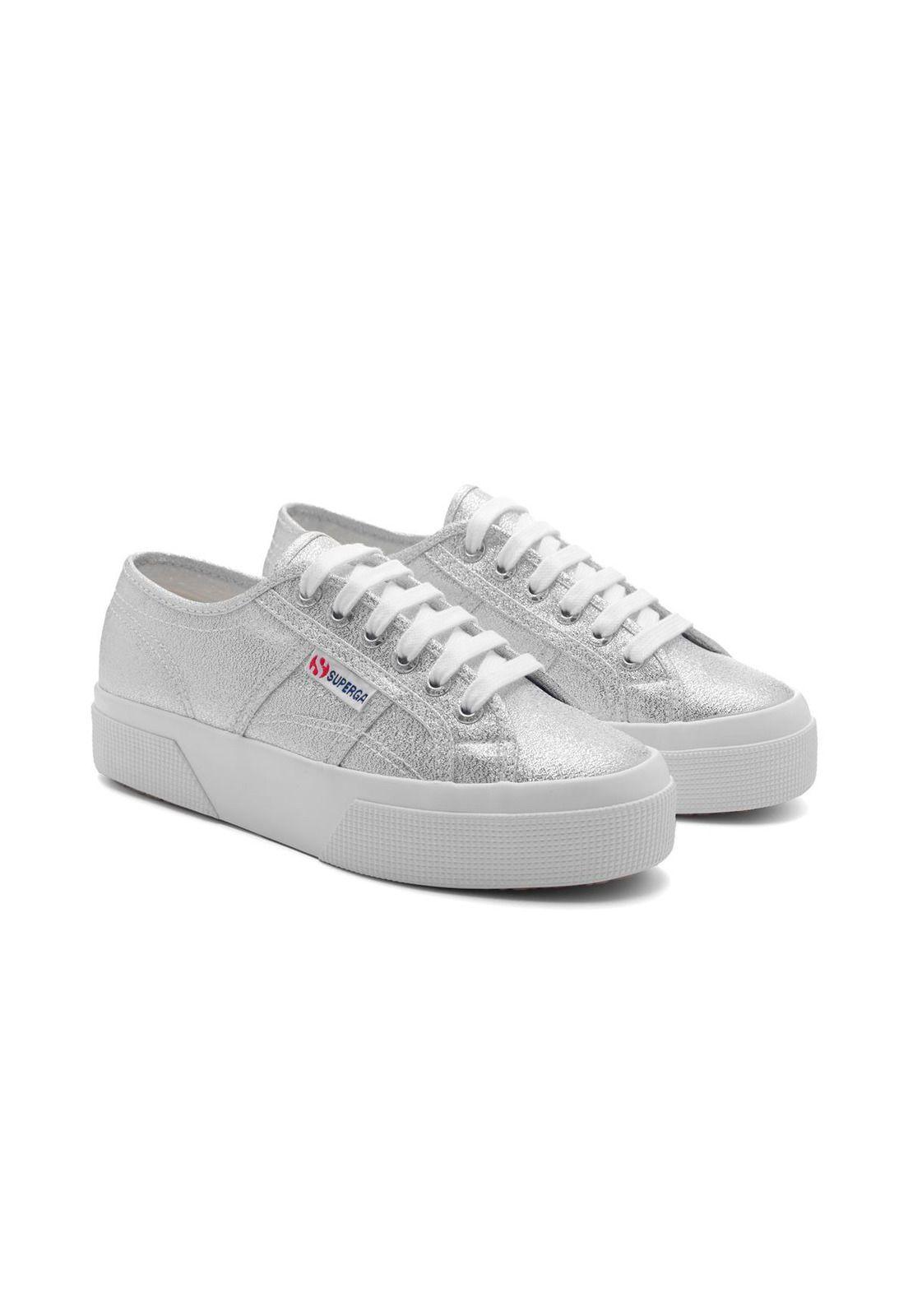 Zapatilla Superga Women 2740 Platform Lame Grey Silver-1