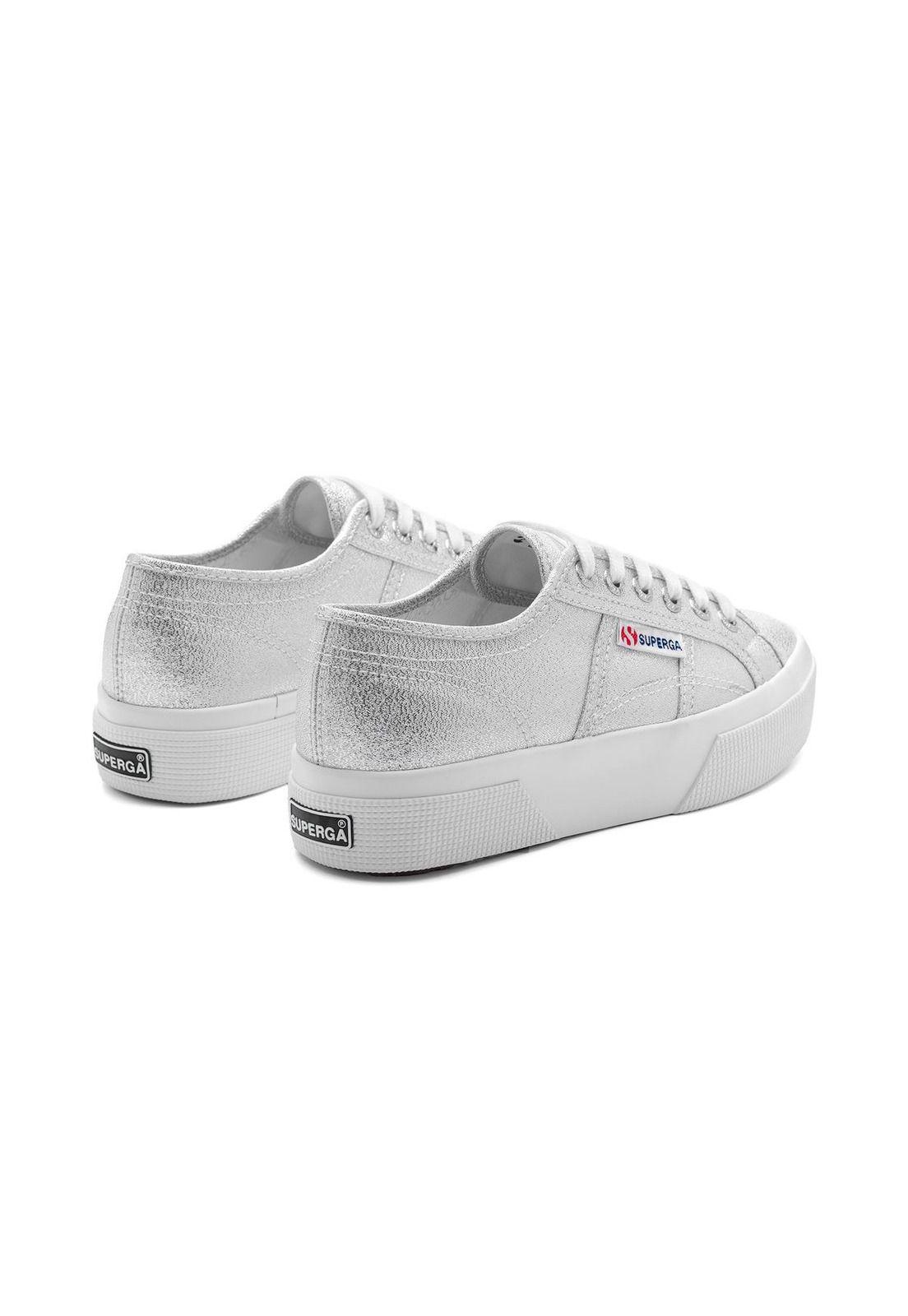 Zapatilla Superga Women 2740 Platform Lame Grey Silver-2
