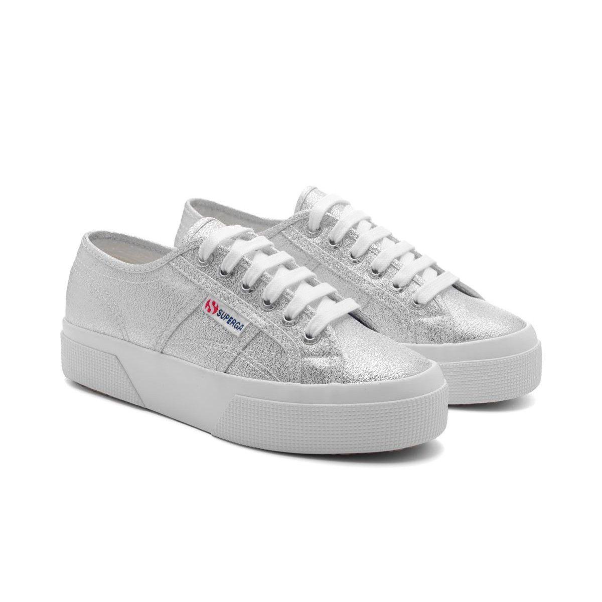 Zapatilla Superga Women 2740 Platform Lame Grey Silver-1