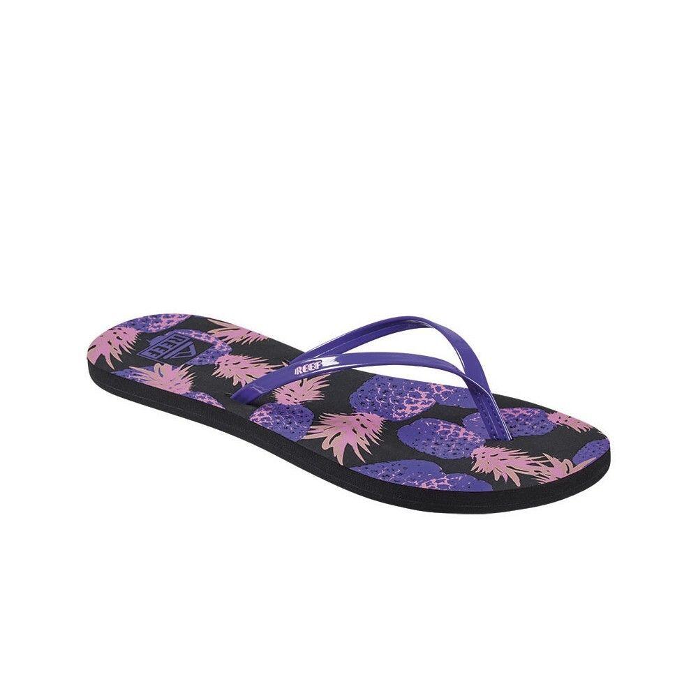 Sandalia Bliss Full Women Black Purple Print Pineapple Reef-0