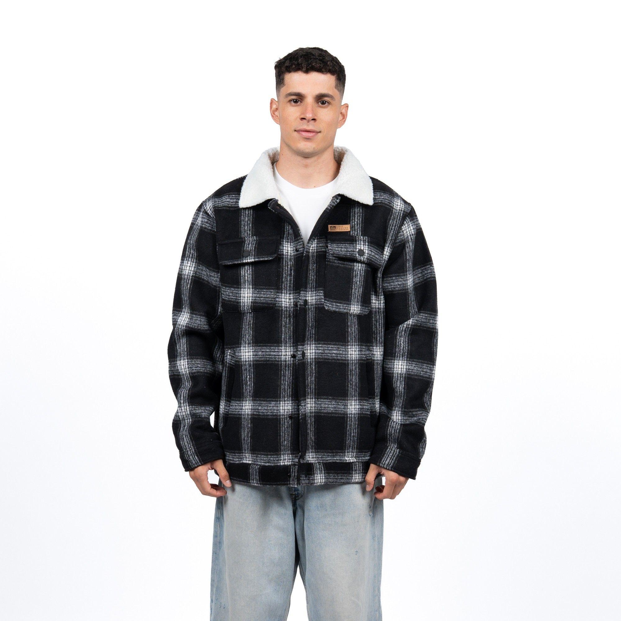 Casaca Reef Men Black White Buttons-0