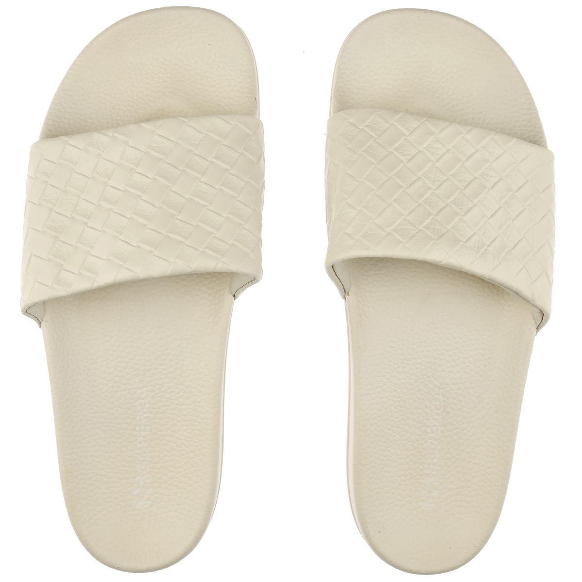 Sandalia 1908 Slides Woven Leather White Avorio Superga-1