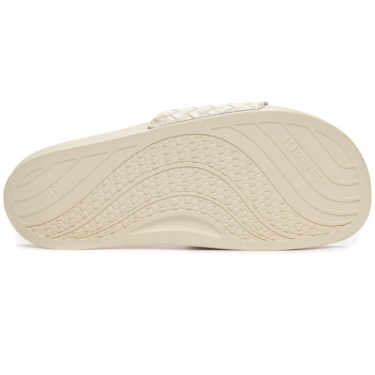 Sandalia 1908 Slides Woven Leather White Avorio Superga-2