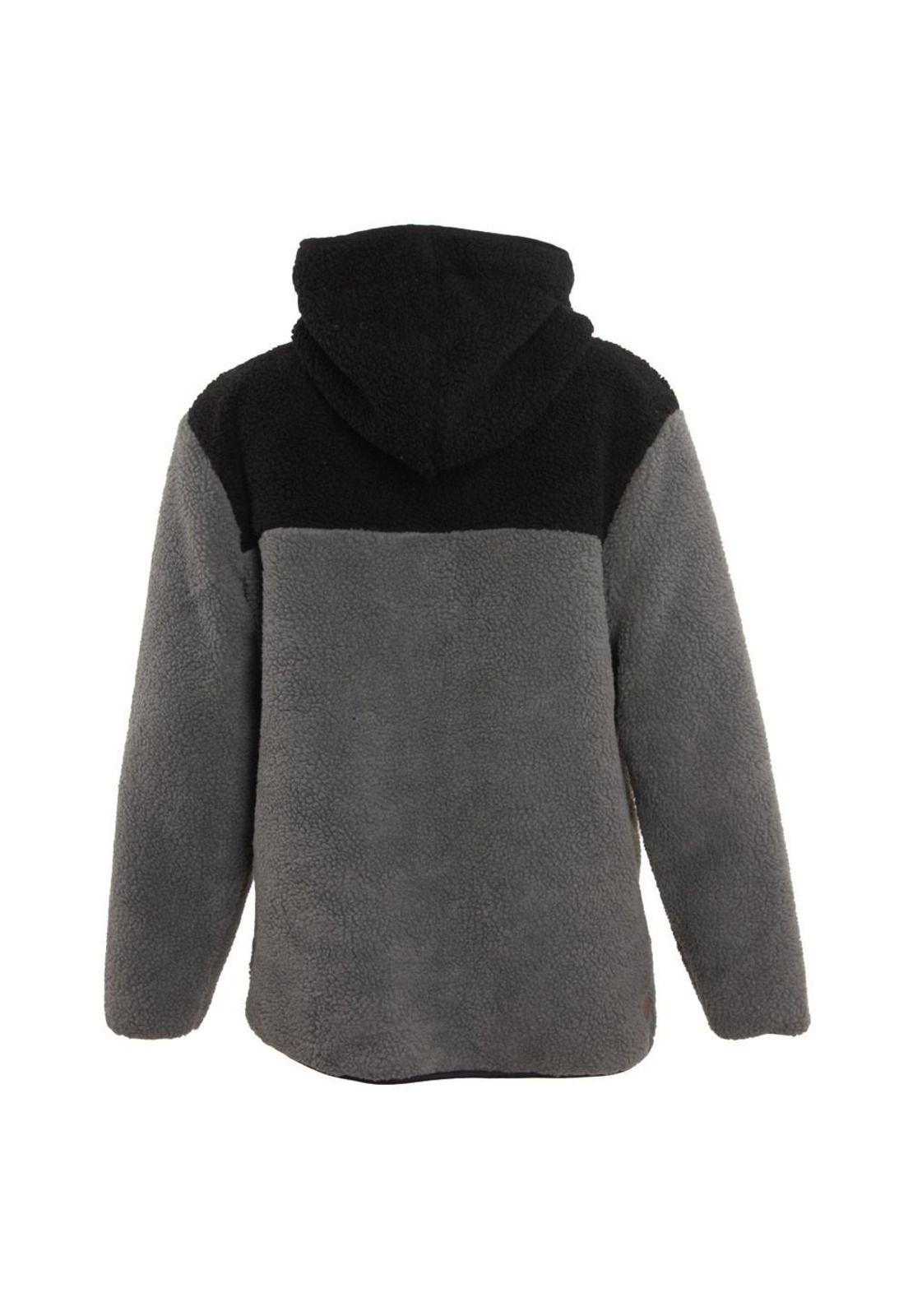 Poleron Men Sherpa Full Zipper Grey Black Brown-2