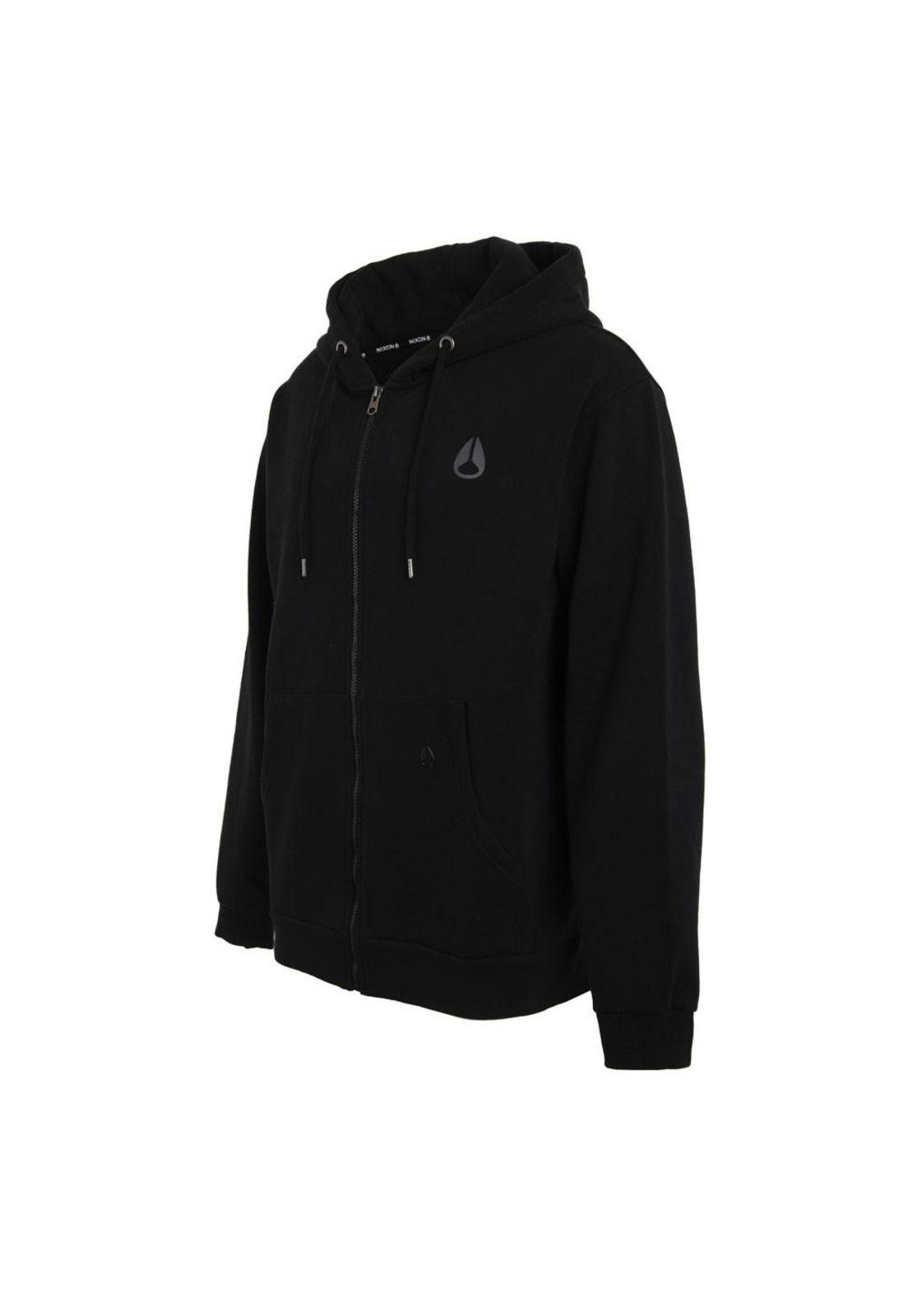 Poleron Men Full Zipper Black Double Logo-2