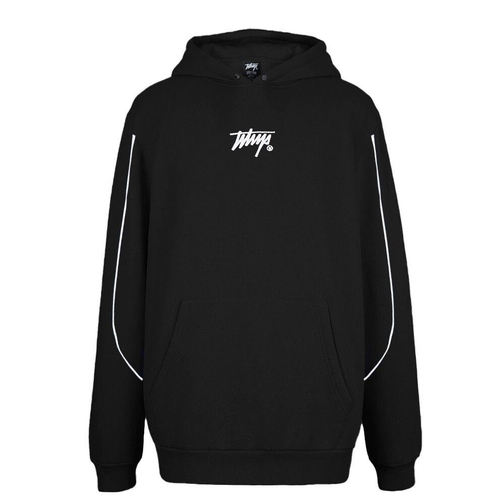 Polerón Whatup Hombre Hoodie Black Tiny Logo White-0