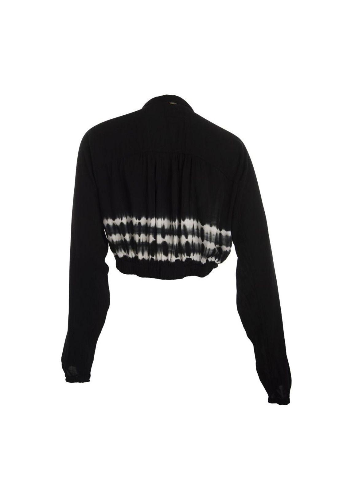 Blusa Crop Negra Blanca Amarre Cintura Reef-2