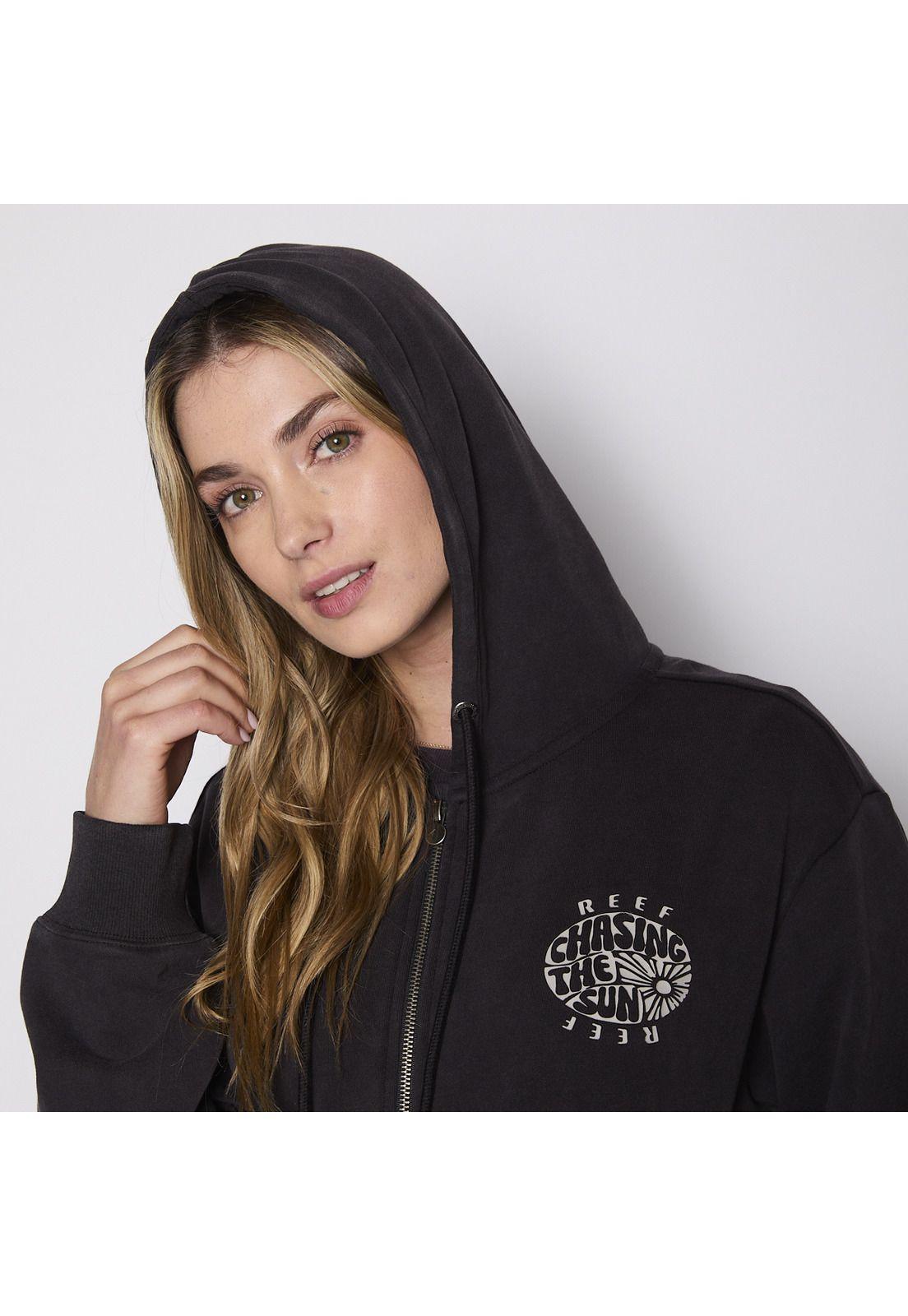 Polerón Reef Women Full Zipper Black Chasing Sun-2