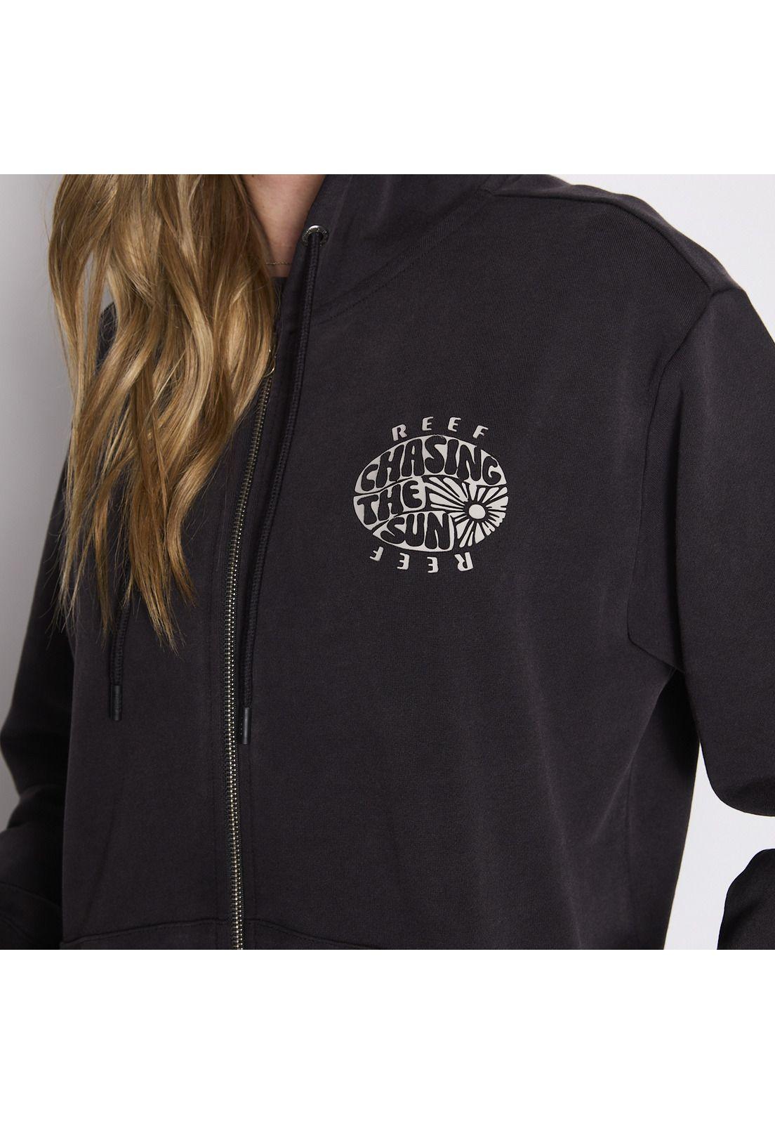 Polerón Reef Women Full Zipper Black Chasing Sun-3