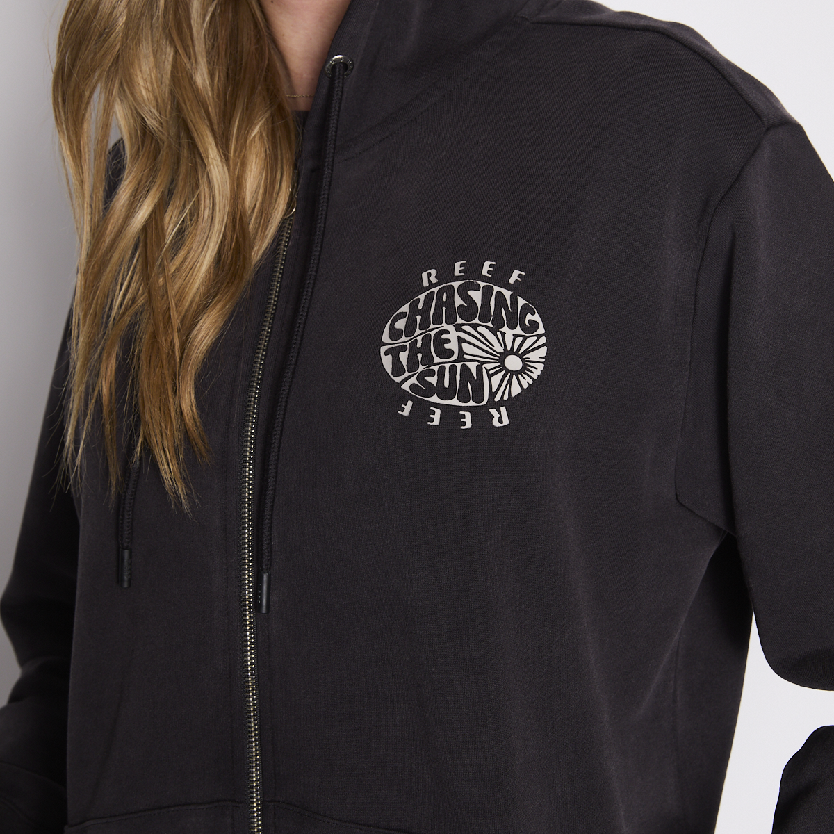 Polerón Reef Women Full Zipper Black Chasing Sun-6
