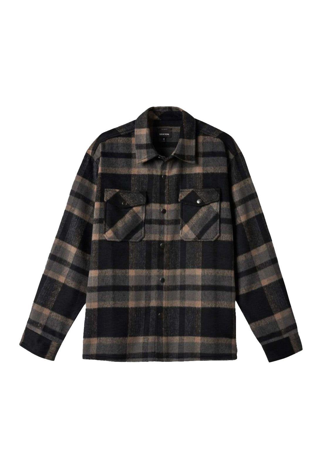 Camisa Brixton Selden Soft Brushed Flannel Overshirt Black Charcoal-0