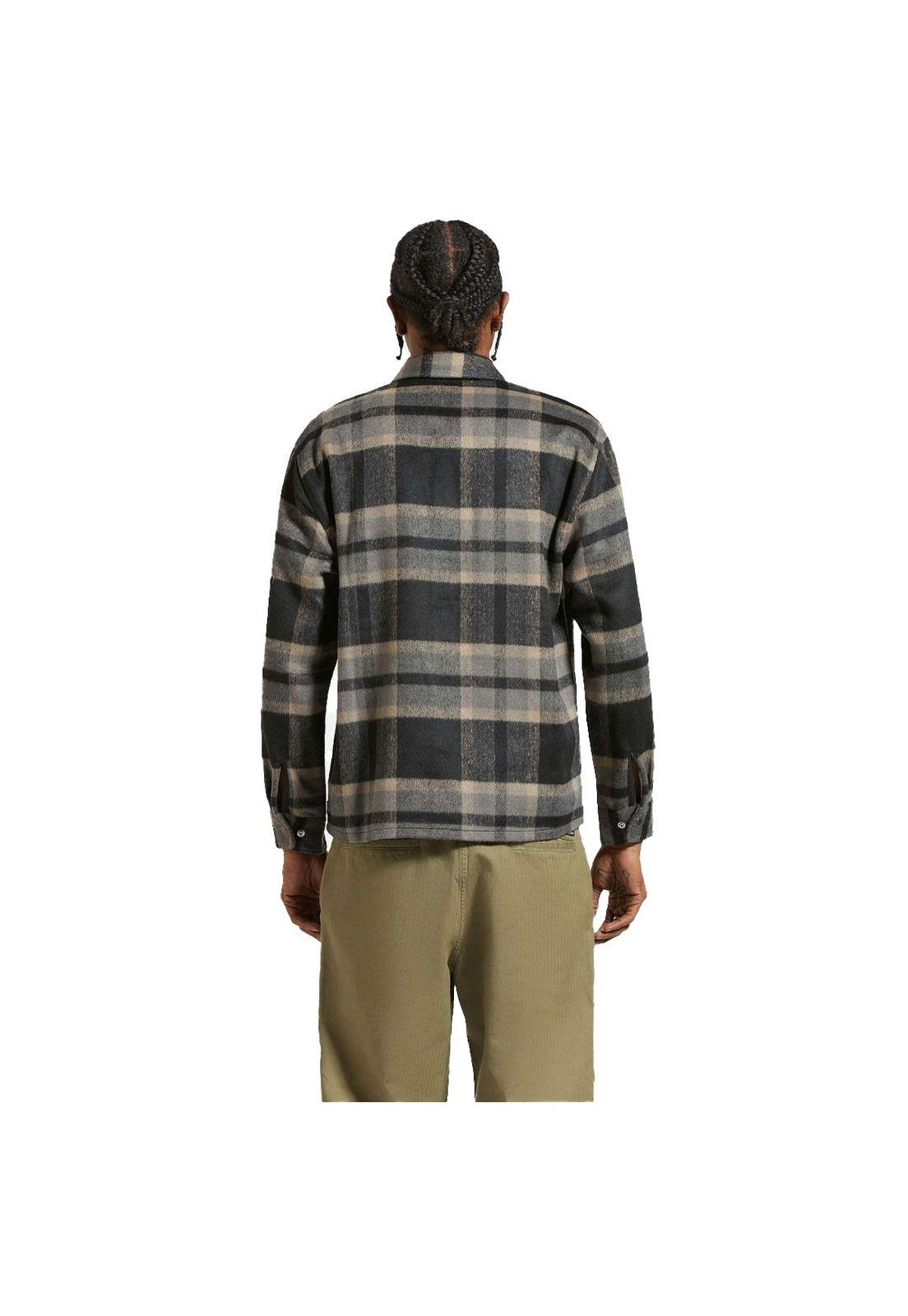 Camisa Brixton Selden Soft Brushed Flannel Overshirt Black Charcoal-2