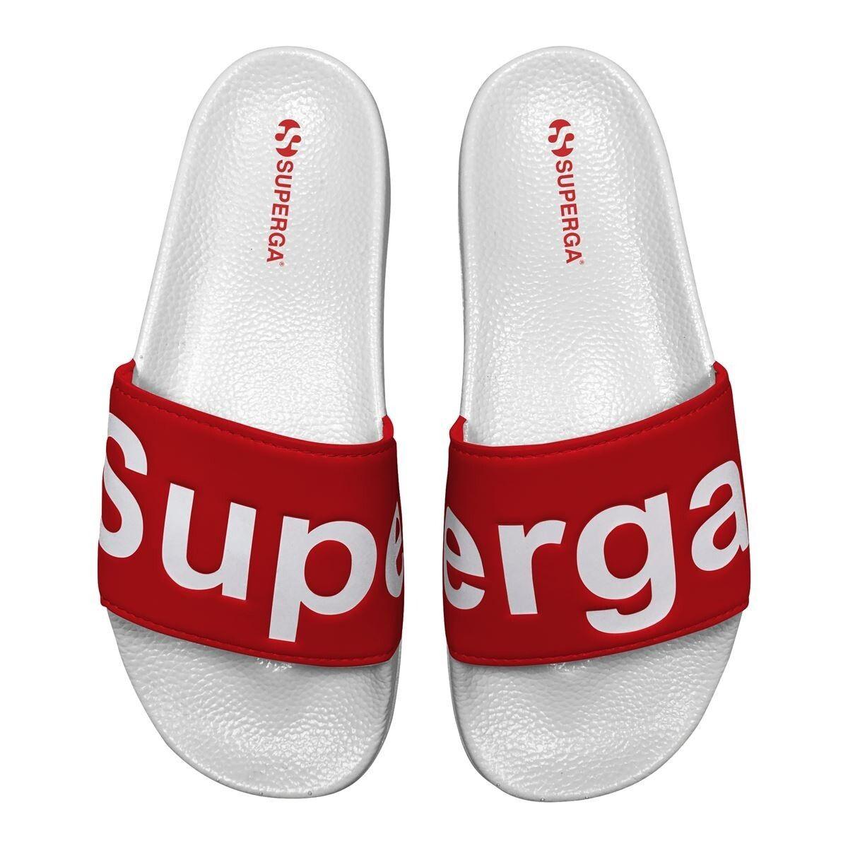 Sandalia 1908 Slides Polysoft White Red Superga-0