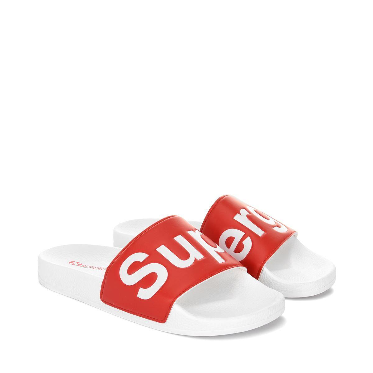 Sandalia 1908 Slides Polysoft White Red Superga-1
