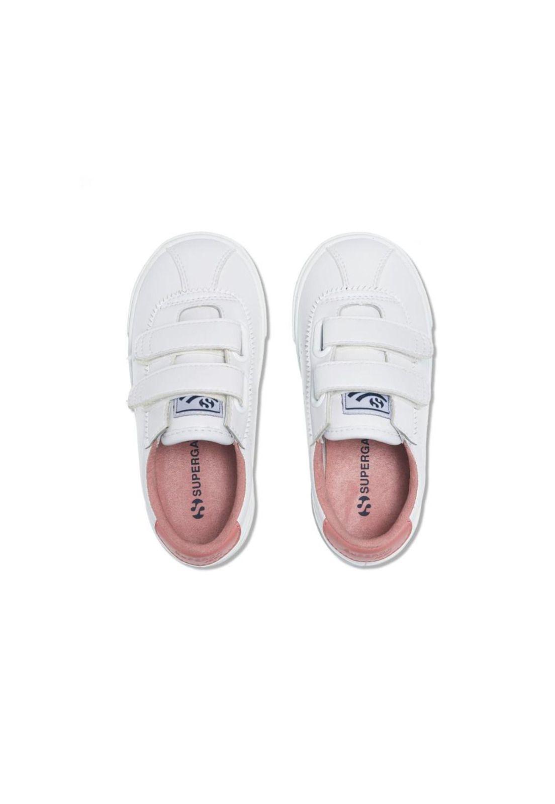 Zapatilla Kids 2843 Club S Strap Vegan White Pink Dusty-3