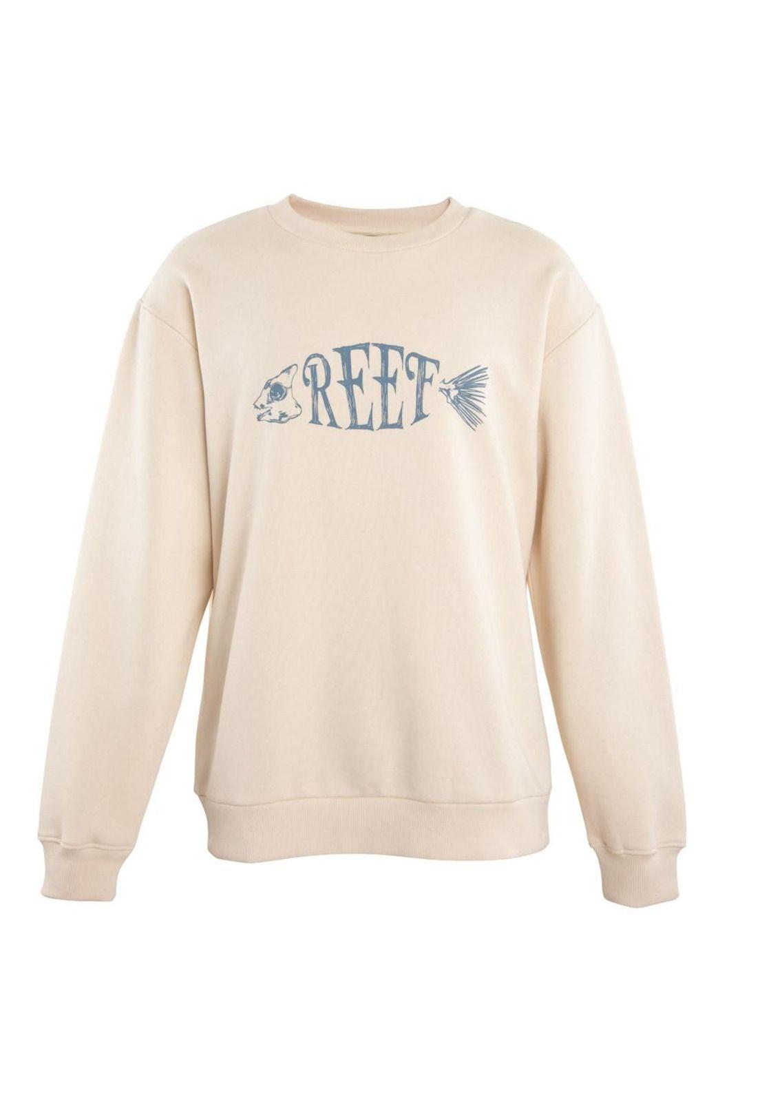 Poleron Men Crew Beige Skeleton Fish-0