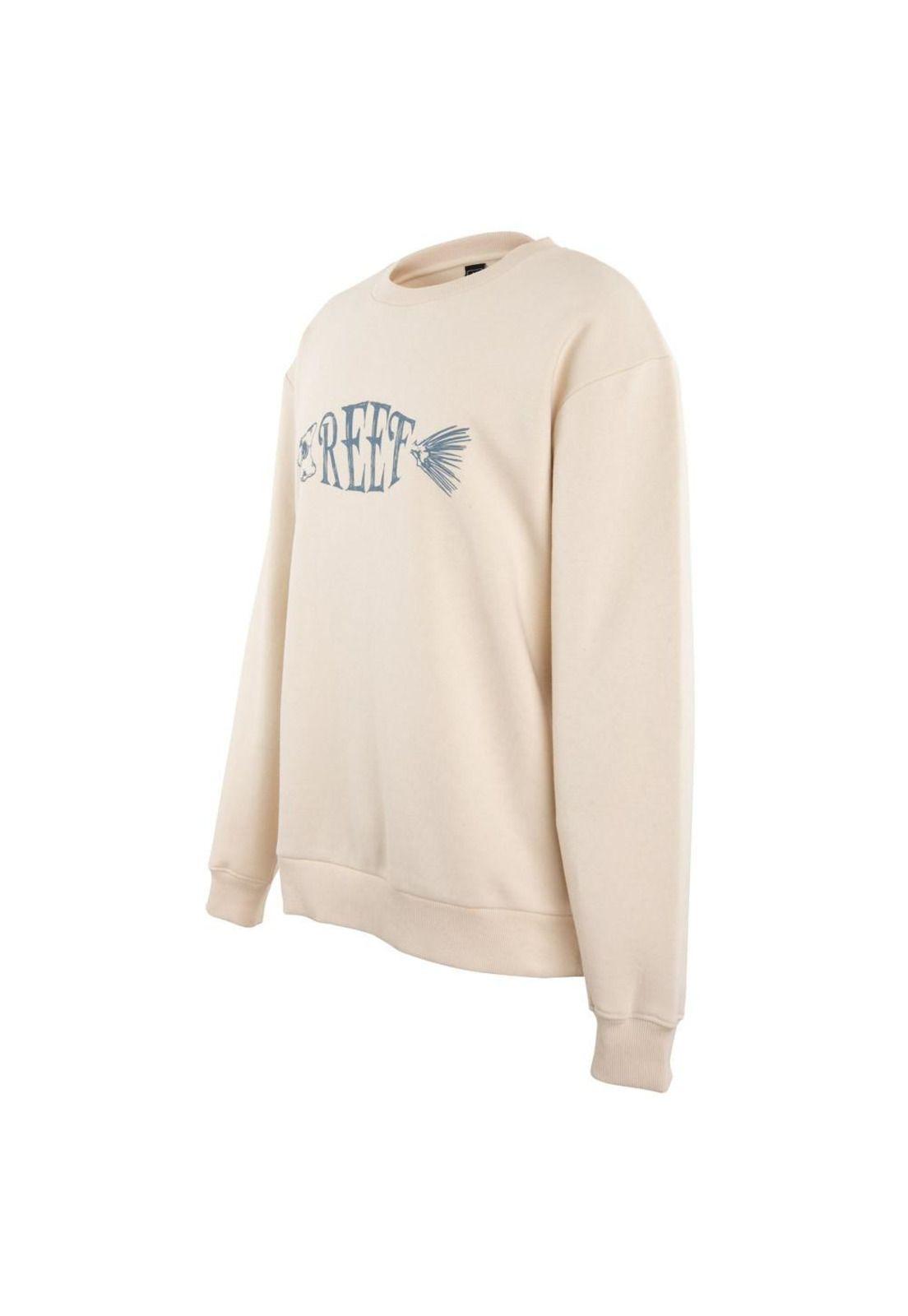 Poleron Men Crew Beige Skeleton Fish-1