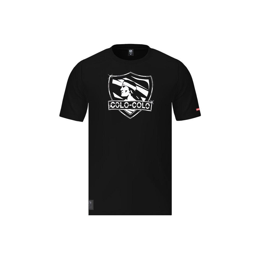 Polera Colo Colo Urbano Negro Escudo Gris Franjas-0