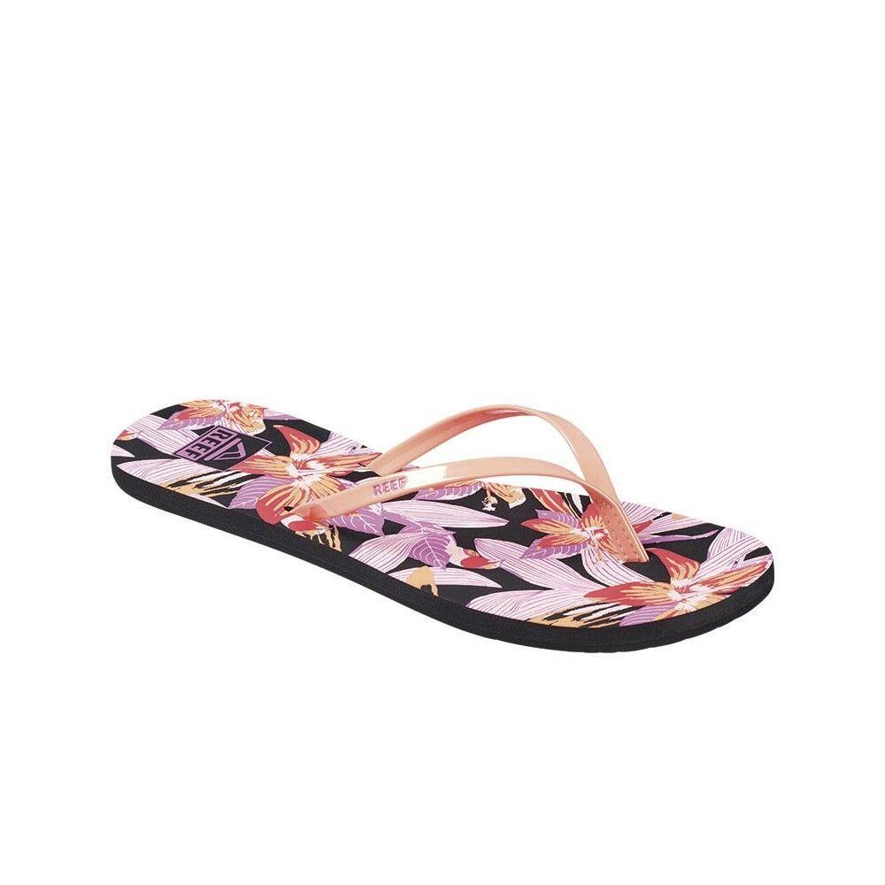 Sandalia Bliss Full Women Black Pink Print Flower Reef-0
