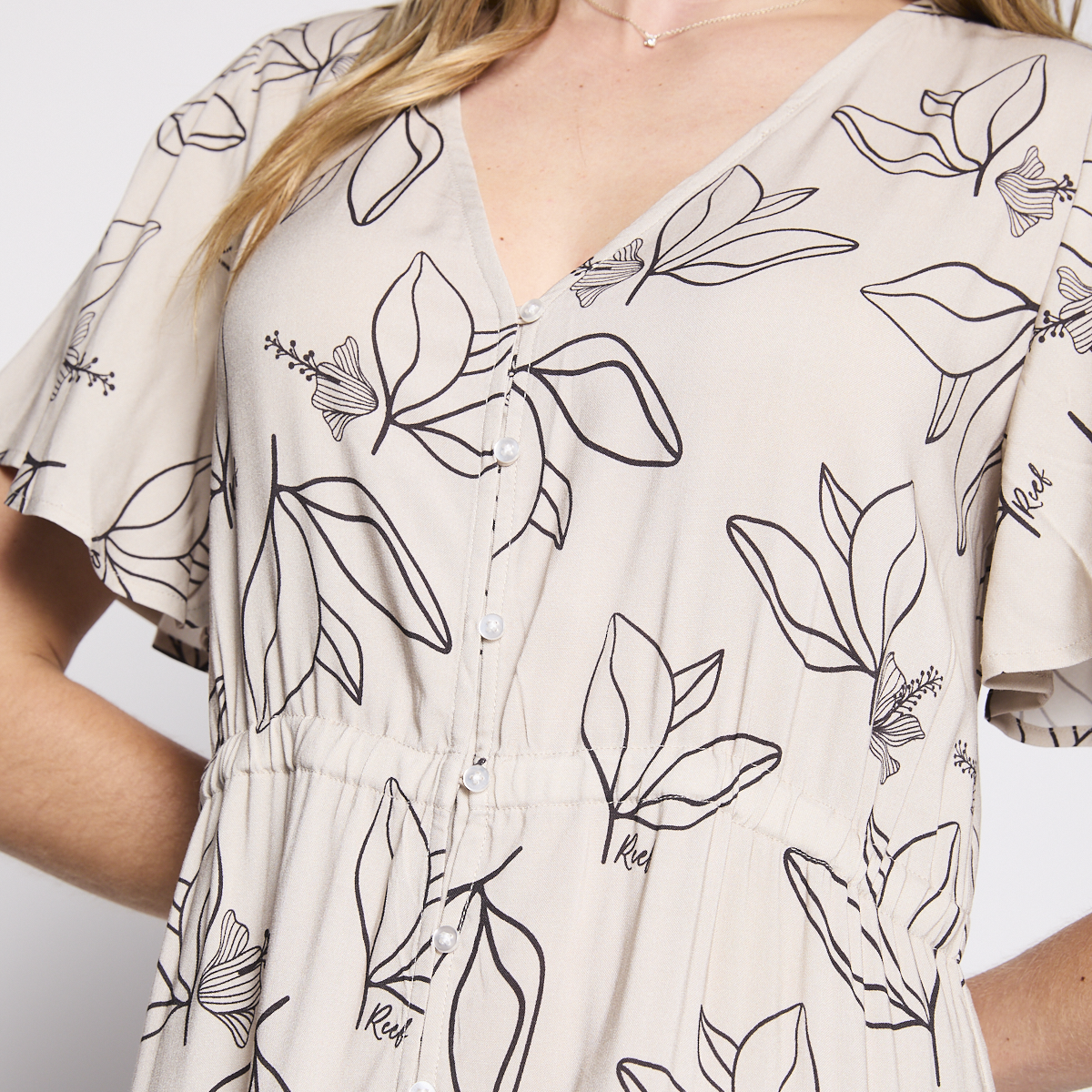 Vestido Reef Women Natural White Buttons-5